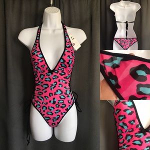 Petite extra small mesh animal print monokini